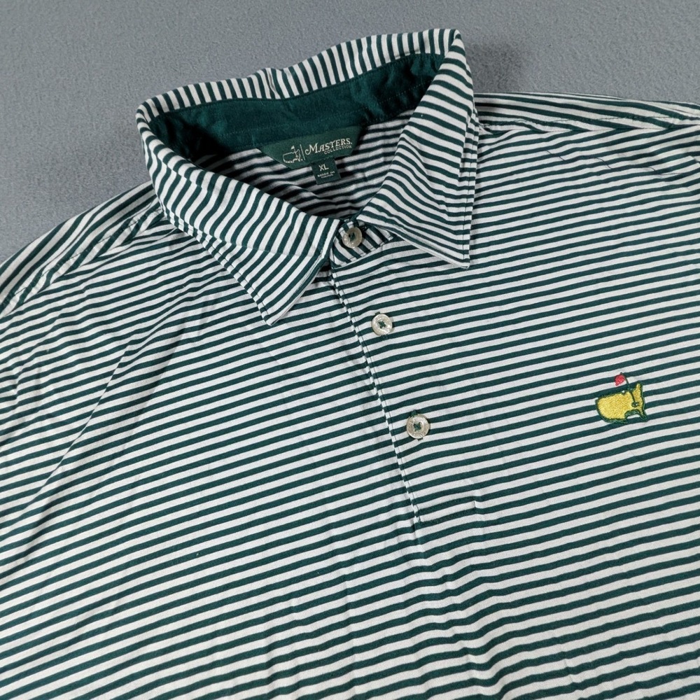Masters Collection Polo Shirt Mens Size XL Green White Striped Pima Cotton Golf